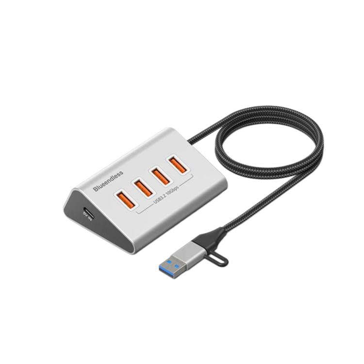 Blueendless TYPE-C Splitter 10Gbps Braided Cable Extension Hub, 15W USB3.2 x 4, 15W USB3.2 x 3+SD...