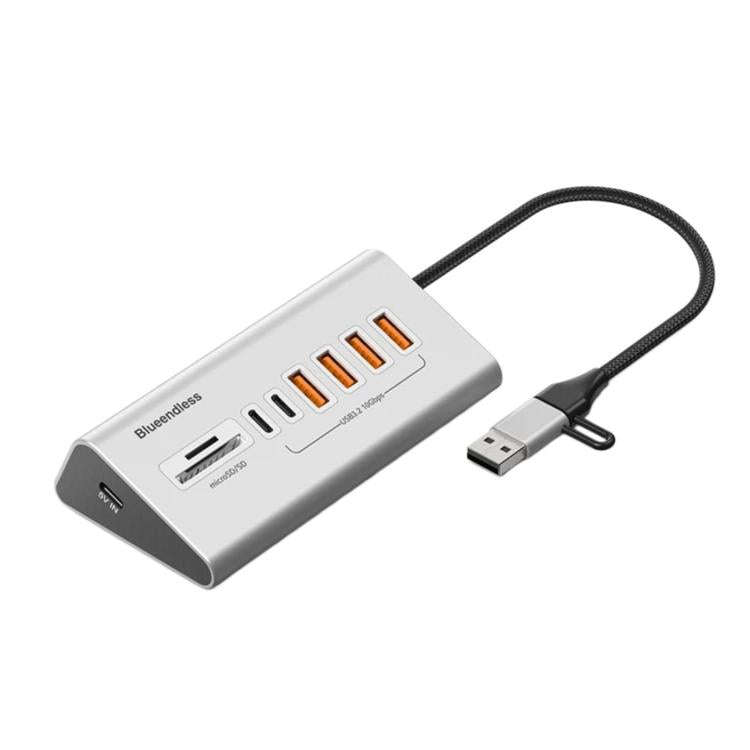 Blueendless TYPE-C Splitter 10Gbps Braided Cable Extension Hub, 15W USB3.2 x 4, 15W USB3.2 x 3+SD...