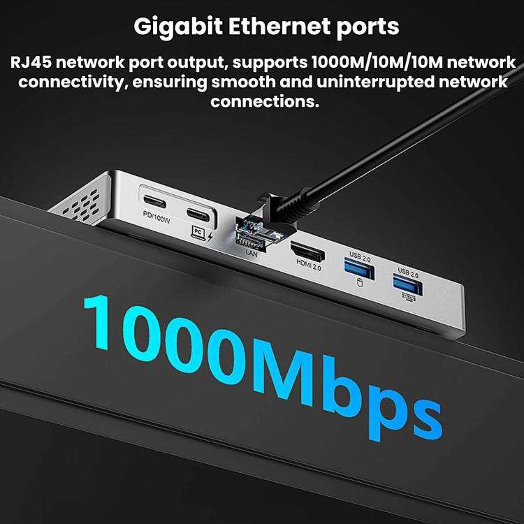 Blueendless Desktop Type-C Docking Station With 4K 60Hz Gigabit Ethernet USB 3.2 Ports, 14 in 1 Gray