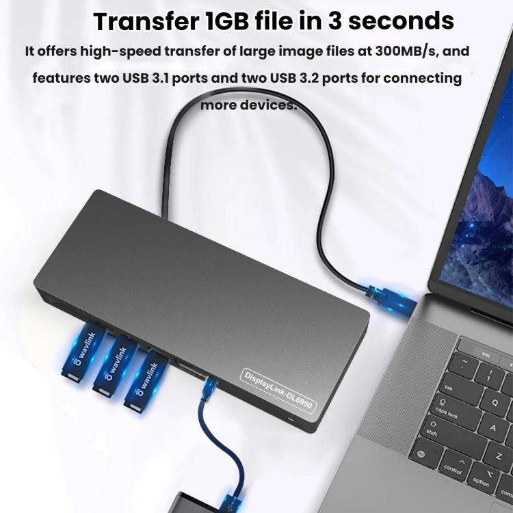 Blueendless Dual HDMI/DP Gigabit Expansion Dock With USB 3.2 Split Cable For Triple Display Expan...