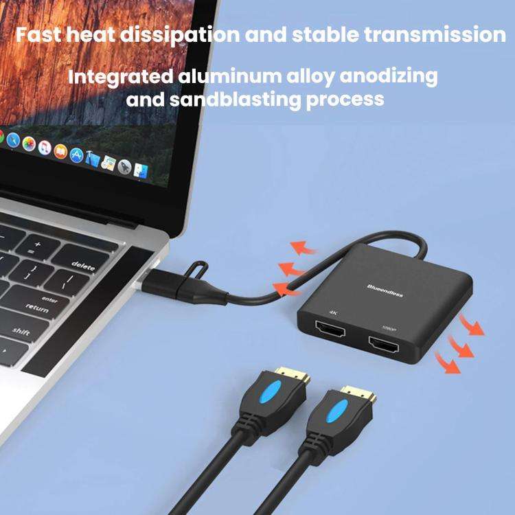 Blueendless Type-C Docking Station Dual HDMI Converter 4K High-Definition M1/2 Display Expansion,...