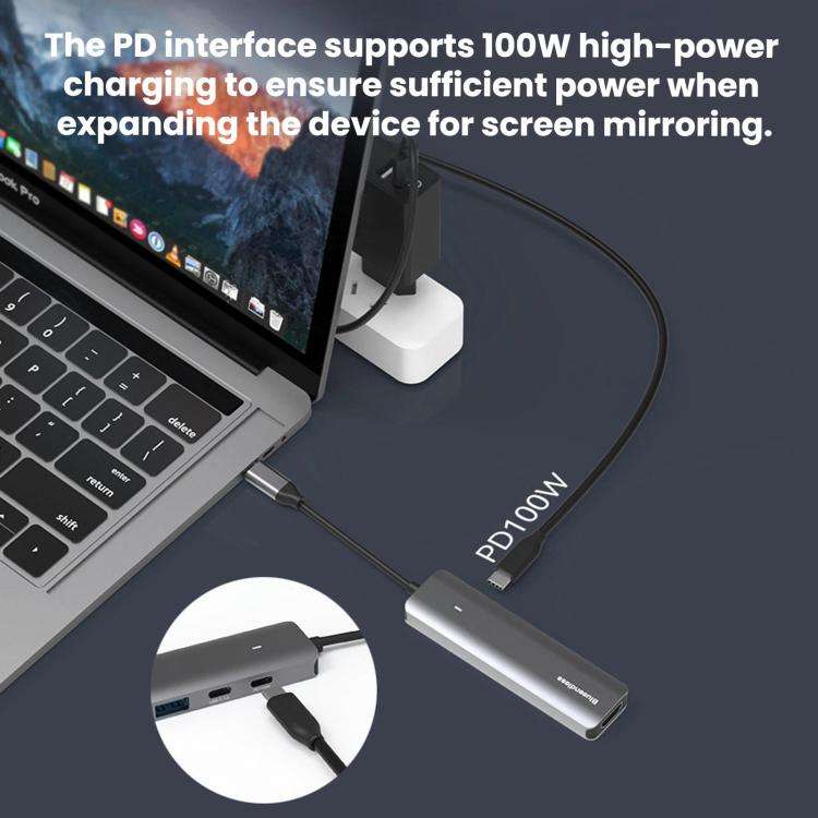 Blueendless HDMI 4K 60Hz Converter Type-C Dock, 5 in 1 USB 3.0 x 2)