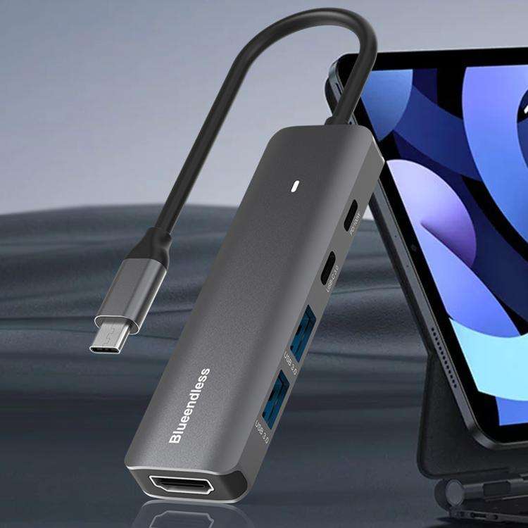 Blueendless HDMI 4K 60Hz Converter Type-C Dock, 5 in 1 USB 3.0 x 2)