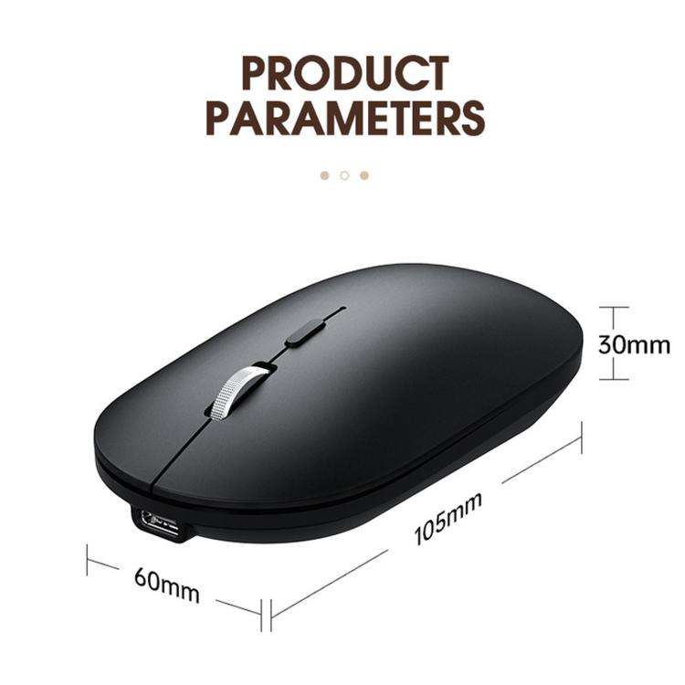 Dual Mode Wireless Bluetooth Mouse Type-C Rechargeable Slim Silent Mouse with 3D Alloy Scroll Whe...