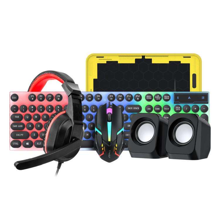 T-WOLF 5-In-1 PC Gaming Bundle Included Backlit Keyboard, Wired Mouse, Headset, Speakers And Mous...
