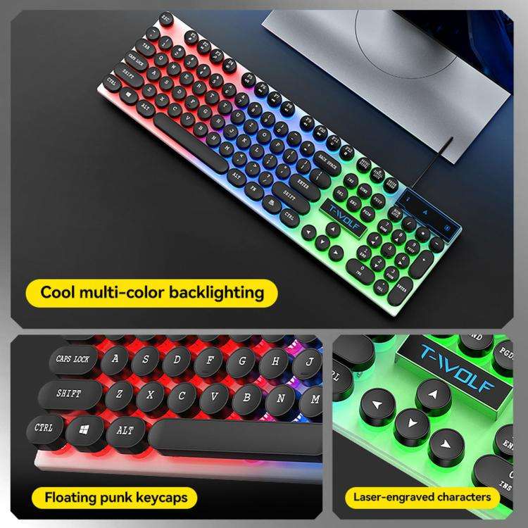 T-WOLF 5-In-1 PC Gaming Bundle Included Backlit Keyboard, Wired Mouse, Headset, Speakers And Mous...