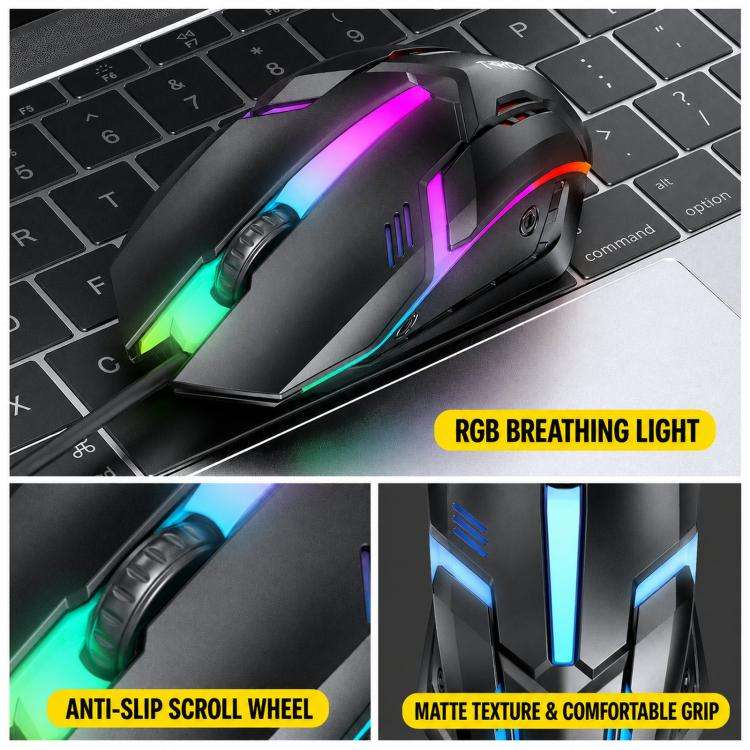 T-WOLF 5-In-1 PC Gaming Bundle Included Backlit Keyboard, Wired Mouse, Headset, Speakers And Mous...