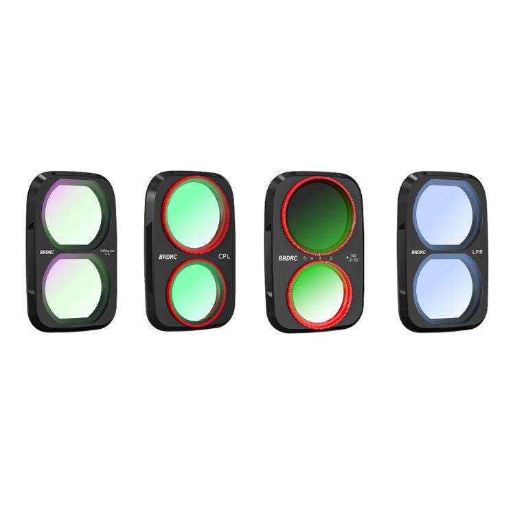 For DJI Osmo Pocket 4P BRDRC Filter Lens Protection Accessory, UV, CPL, ND16, Soft Black, Anti-Li...