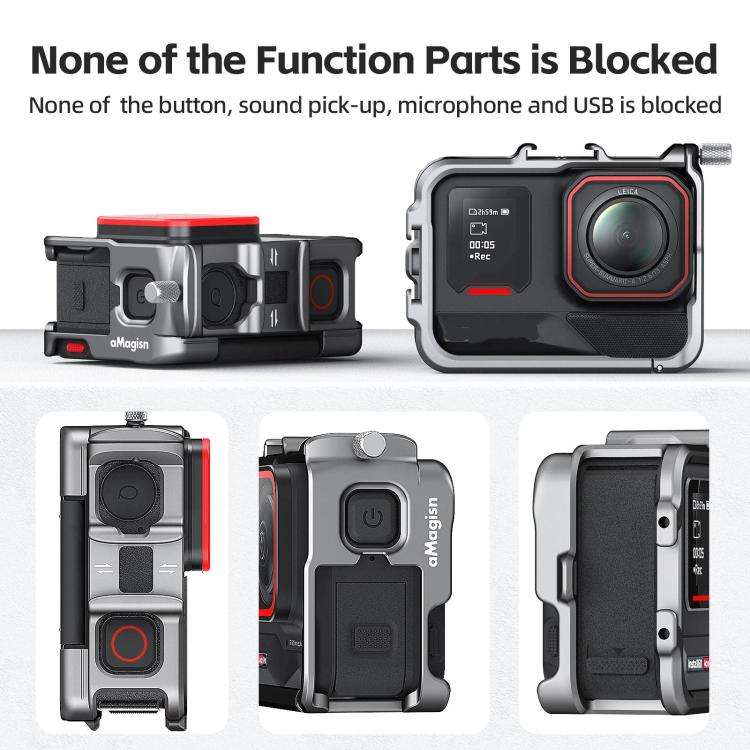 AMagisn Metal Frame Case For Insta360 Ace Pro 2 / Ace Pro / Ace Aluminum Utility Cage With Cold Shoe
