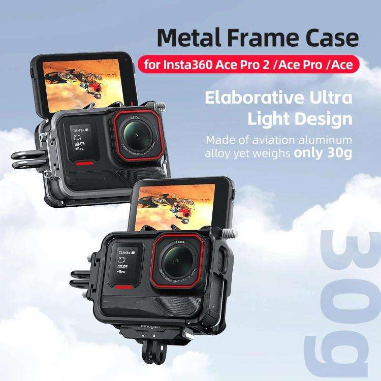 AMagisn Metal Frame Case For Insta360 Ace Pro 2 / Ace Pro / Ace Aluminum Utility Cage With Cold Shoe