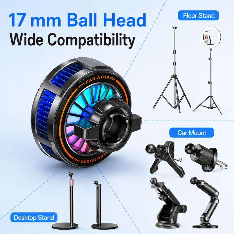 17mm Ball Joint Magnetic Phone Cooler 3-Speed Semiconductor Cooling Fan, H8A Cooler Only, with Ai...