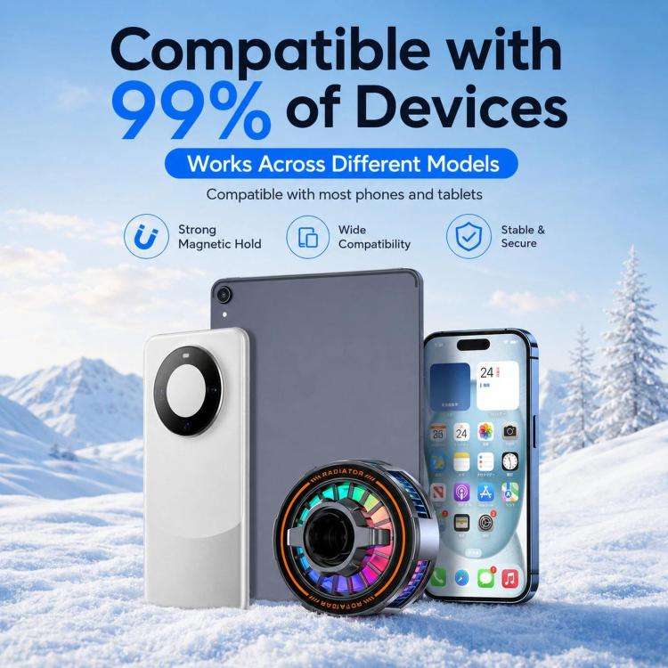 17mm Ball Joint Magnetic Phone Cooler 3-Speed Semiconductor Cooling Fan, H8A Cooler Only, with Ai...
