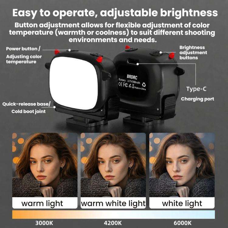 BRDRC Handheld Selfie Monster Fill Light Accessory, For DJI Osmo Action 3 / 4 / 5 Pro, For DJI Os...