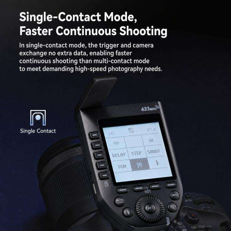 2-Piece Set High-Speed Trigger System DSLR Hot Shoe Flash Transmitter+Receiver, Godox FT433 C For...