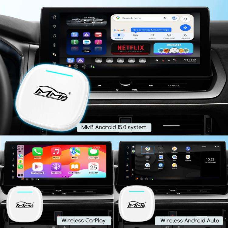 MMB WJAN-Q8W Universal Wireless CarPlay Adapter Plug-And-Play Wired To Wireless Smart Box, 8+128G...
