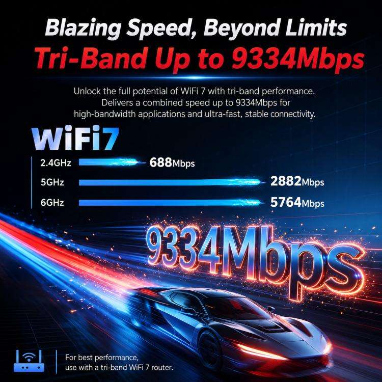 COMFAST CF-BE930 Pro BE9300 WiFi 7 PCIe Card Bluetooth 5.4 Tri-Band Desktop Wireless Adapter, CF-...