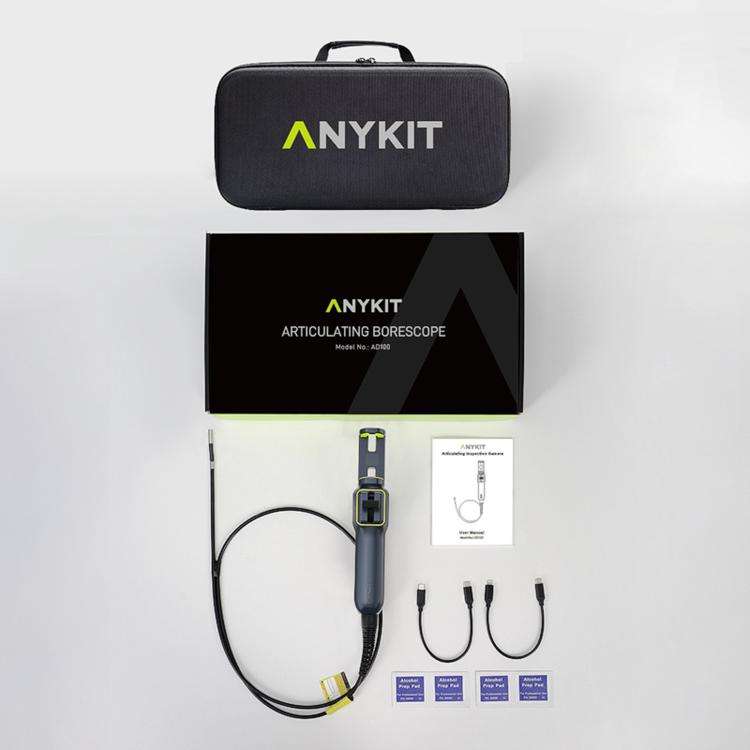 ANYKIT AD100 360-Degree Rotatable Industrial Endoscope IP67 Waterproof HD Auto Repair Borescope, ...