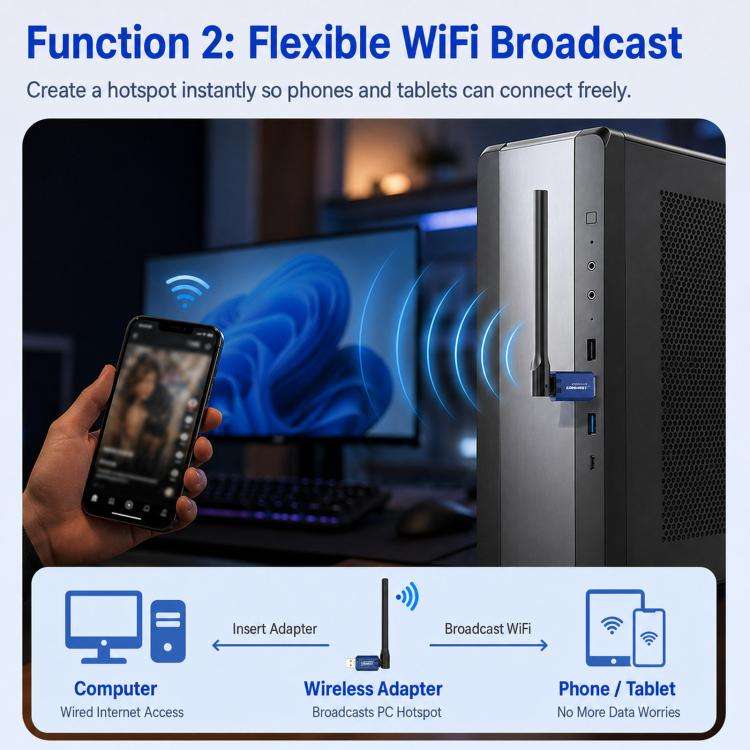 COMFAST CF-733BF WiFi 6 Bluetooth 5.4 USB Adapter AX900 Dual Band Wireless Network Card, CF-733BF