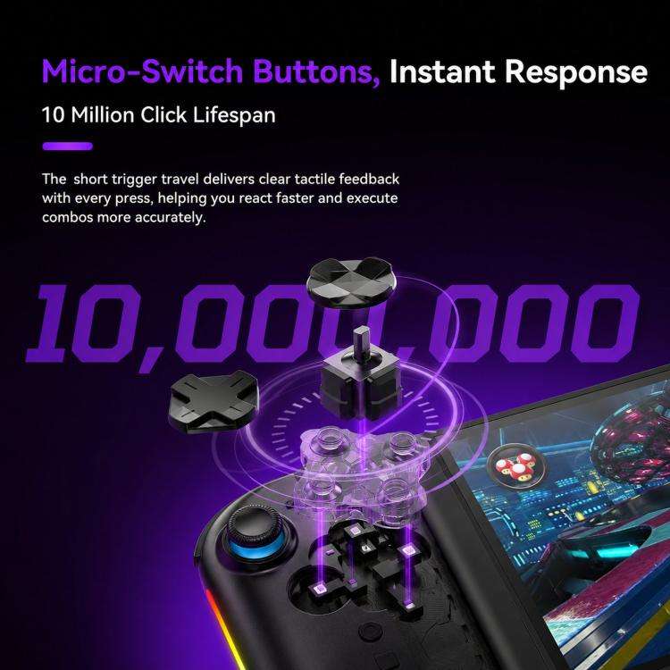 For Nintendo Switch 2 Left + Right Magnetic Controllers 9-Axis RGB Motion-Sensing Hall-Effect Joy...