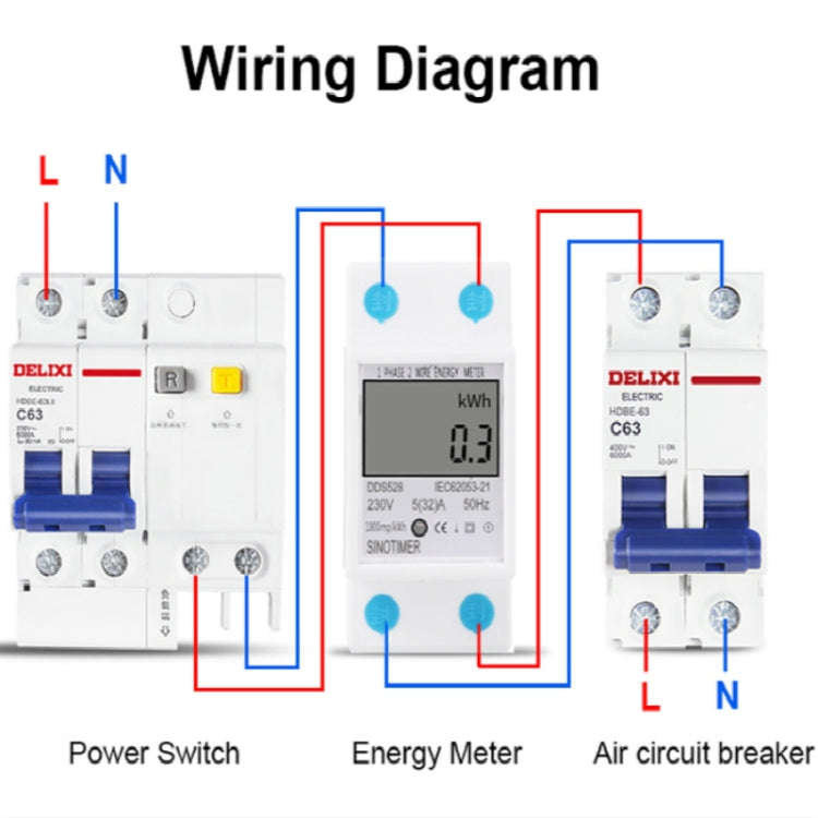 DDS528 5-32A 230V 50Hz Single-phase Household DIN Rail Electronic Multi-function Energy Meter, 23...