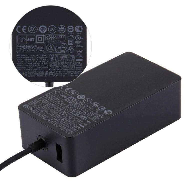 1536 48W 12V 3.6A Original AC Adapter Power Supply for Microsoft Surface Pro 2 / 1, US Plug, TC00...