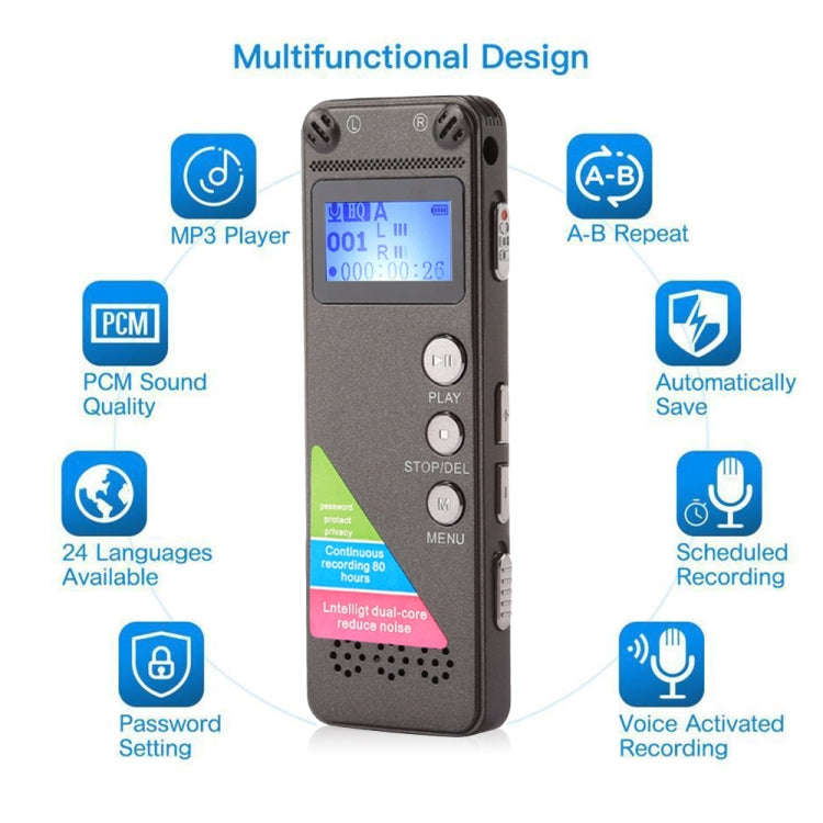 VM31 Portable Audio Voice Recorder, 8GB, Support Music Playback, 8GB