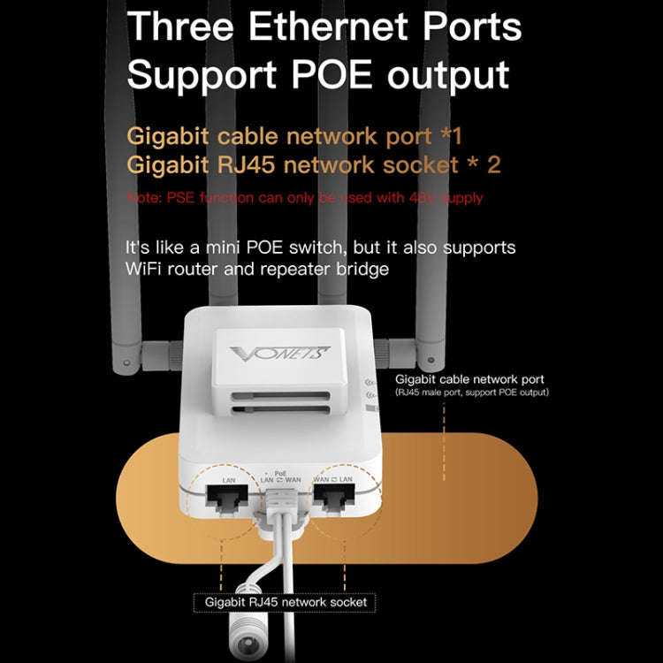 VONETS VAR600-H 600Mbps Wireless Bridge WiFi Repeater, With Power Adapter + DC Adapter Set, With ...