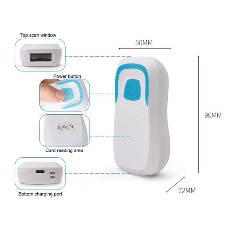 125KHz ID Card Reader Bluetooth RFID 1D/2D Code Scanning Access Control Key, 125KHz