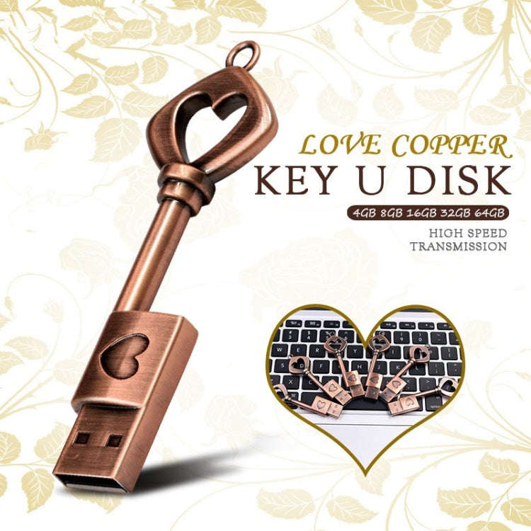 MicroDrive 4GB USB 2.0 Copper Love Key U Disk, 4GB