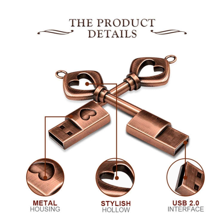 MicroDrive 4GB USB 2.0 Copper Love Key U Disk, 4GB