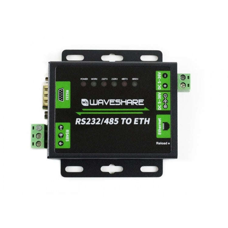 Waveshare Industrial RS232/RS485 to Ethernet Converter, US Plug, RS232/RS485