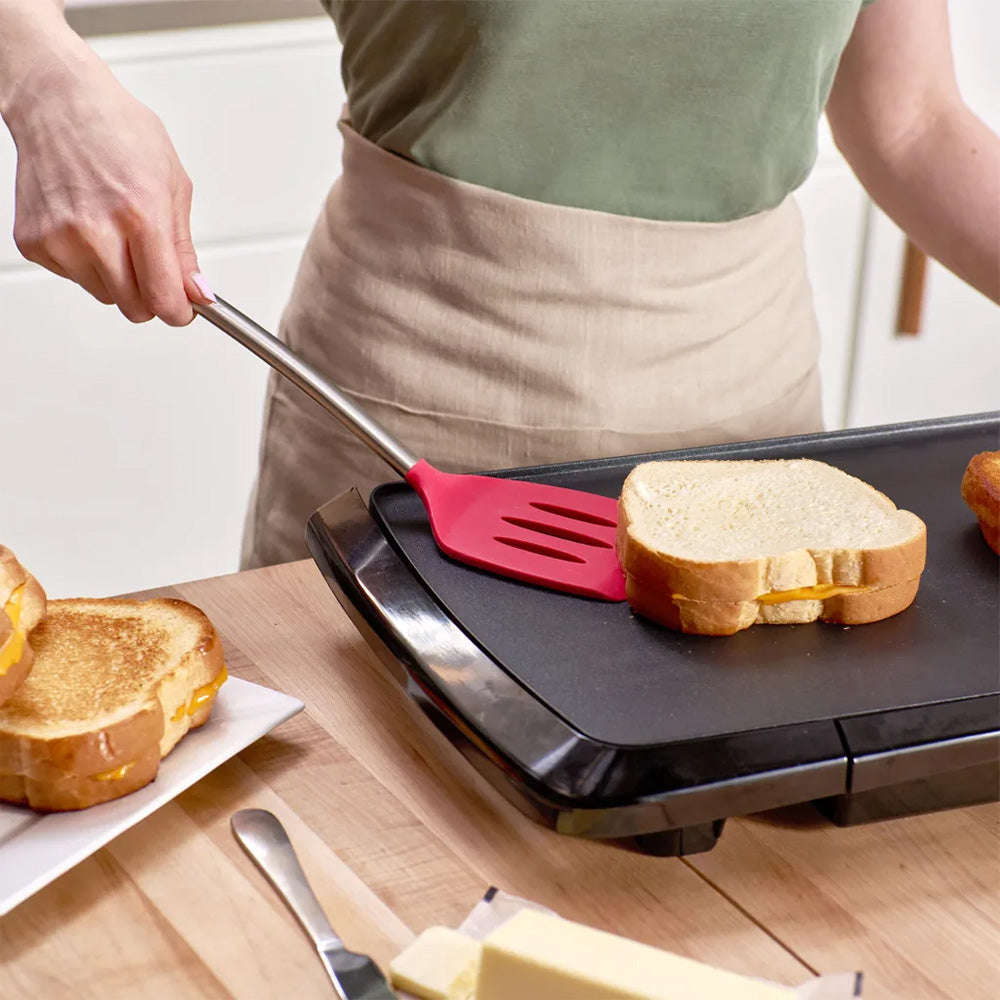 Tovolo Silicone Slotted Turner with Stainless Steel Handle