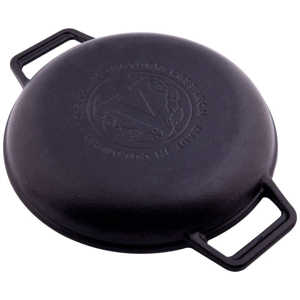 Victoria Enamelled Round Grill Cast Iron Skillet, 26cm