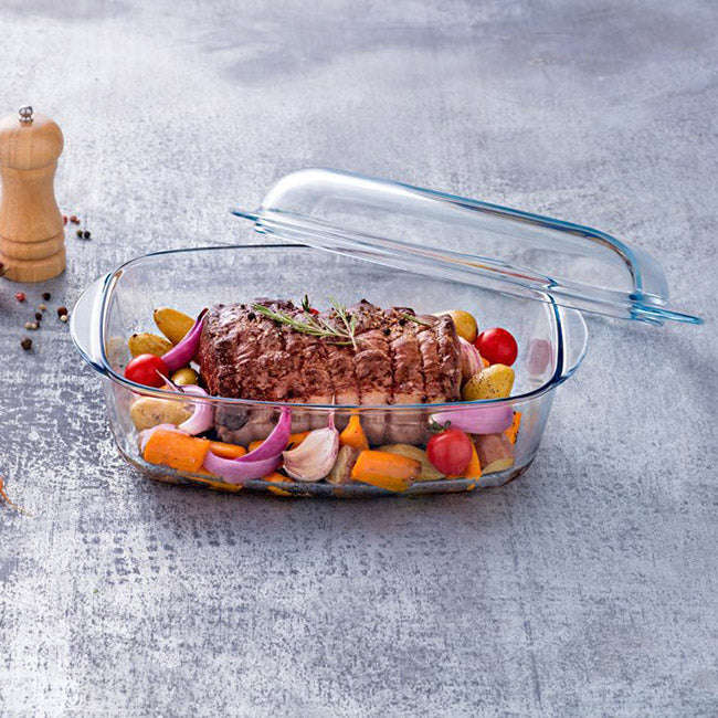 Pyrex Essentials Rectangular Casserole Dish With Lid, 6.5L