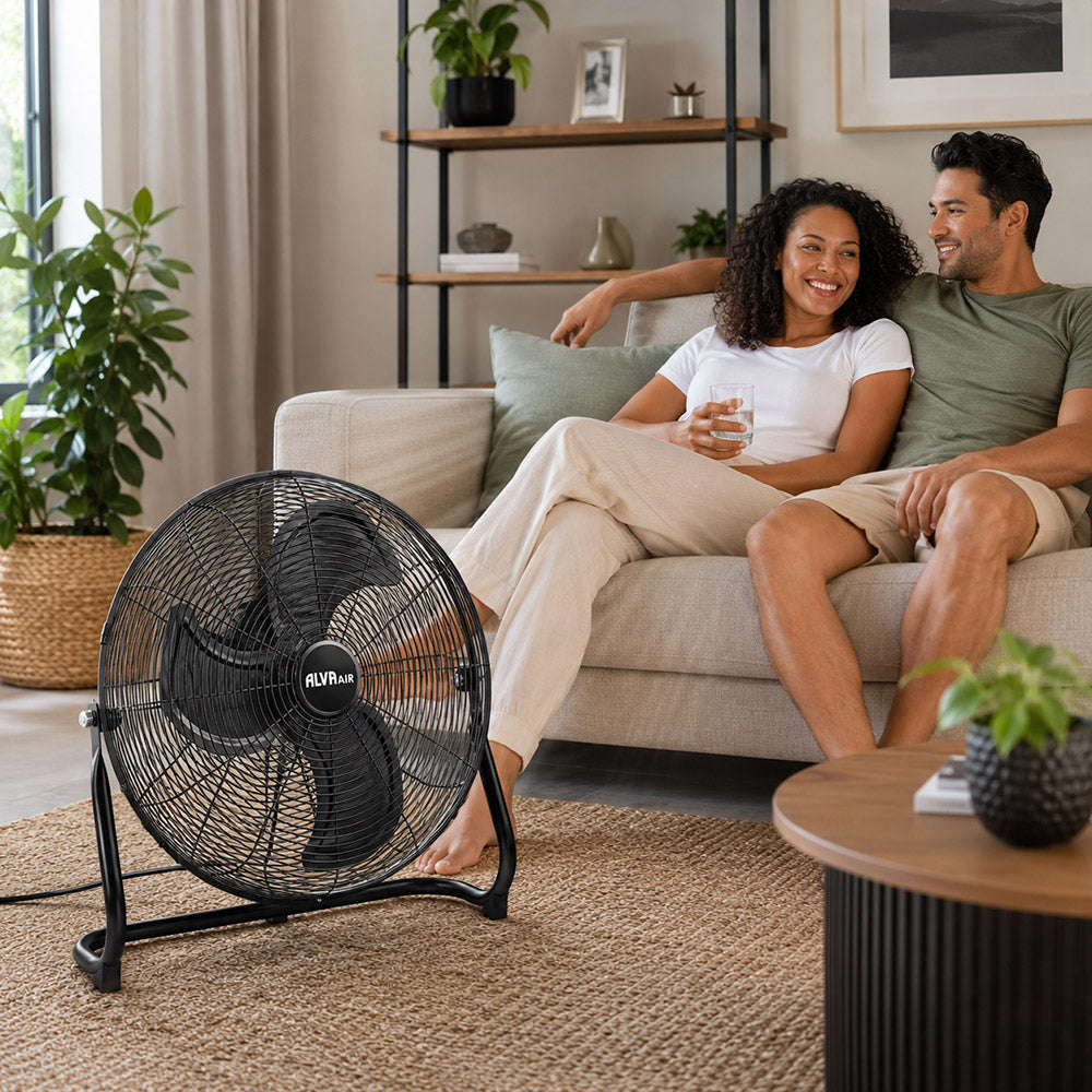 Alva 50cm High Velocity Matte Black Floor Fan