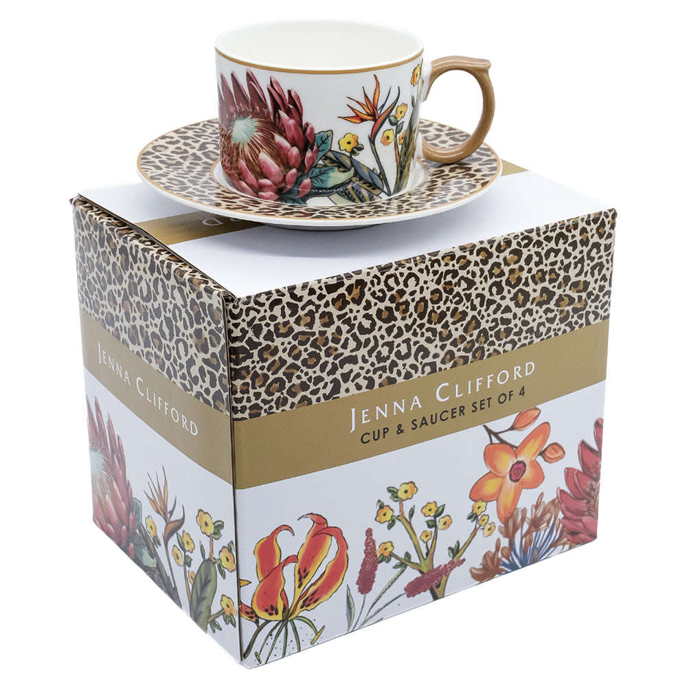 Jenna Clifford Wild Bloom Cups & Saucers, Set of 4
