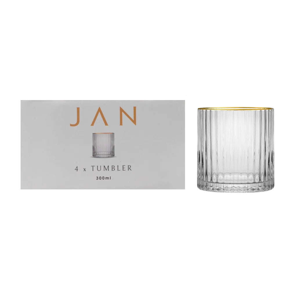 JAN Opulent Tumblers with Gold Rim, Set of 4