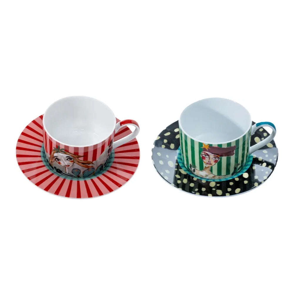 Olivia Princess Porcelain Cups & Saucers, Set of 2