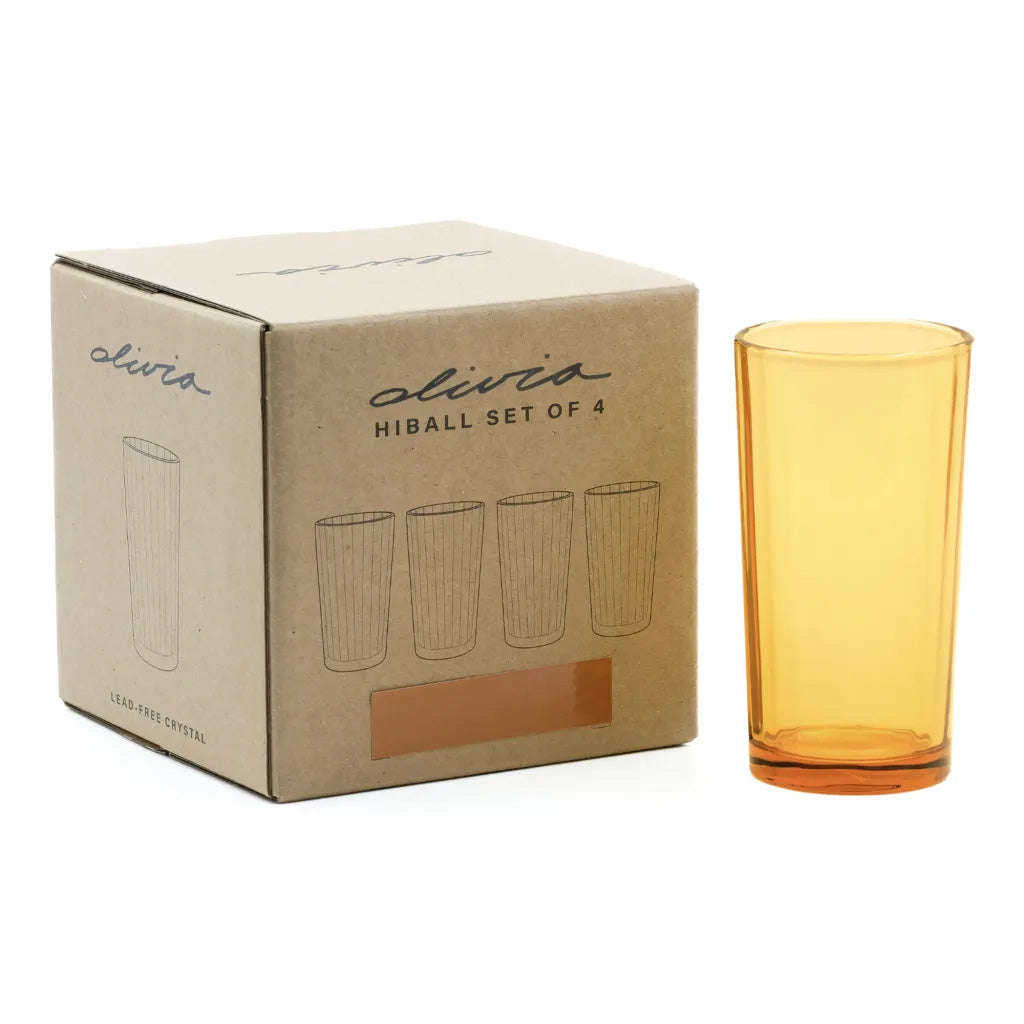 Olivia Princess Crystal Hiball Glasses, Set of 4
