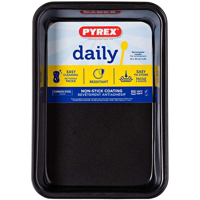 Pyrex Daily Non-Stick Rectangular Roaster, 30cm