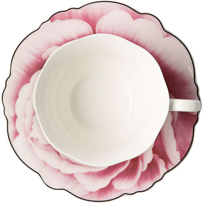 Jenna Clifford Wavy Rose Cup & Saucer, Gift Boxed
