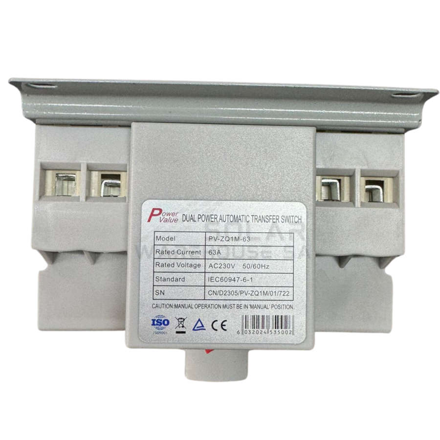Automatic & Manual Changeover Switch 2-Pole 63A PV-ZQ1M-63