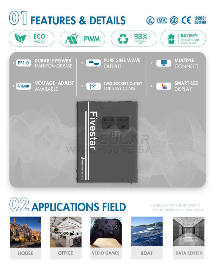 Fivestar 1500w 12v Hybrid Ups Inverter AL1512-FS