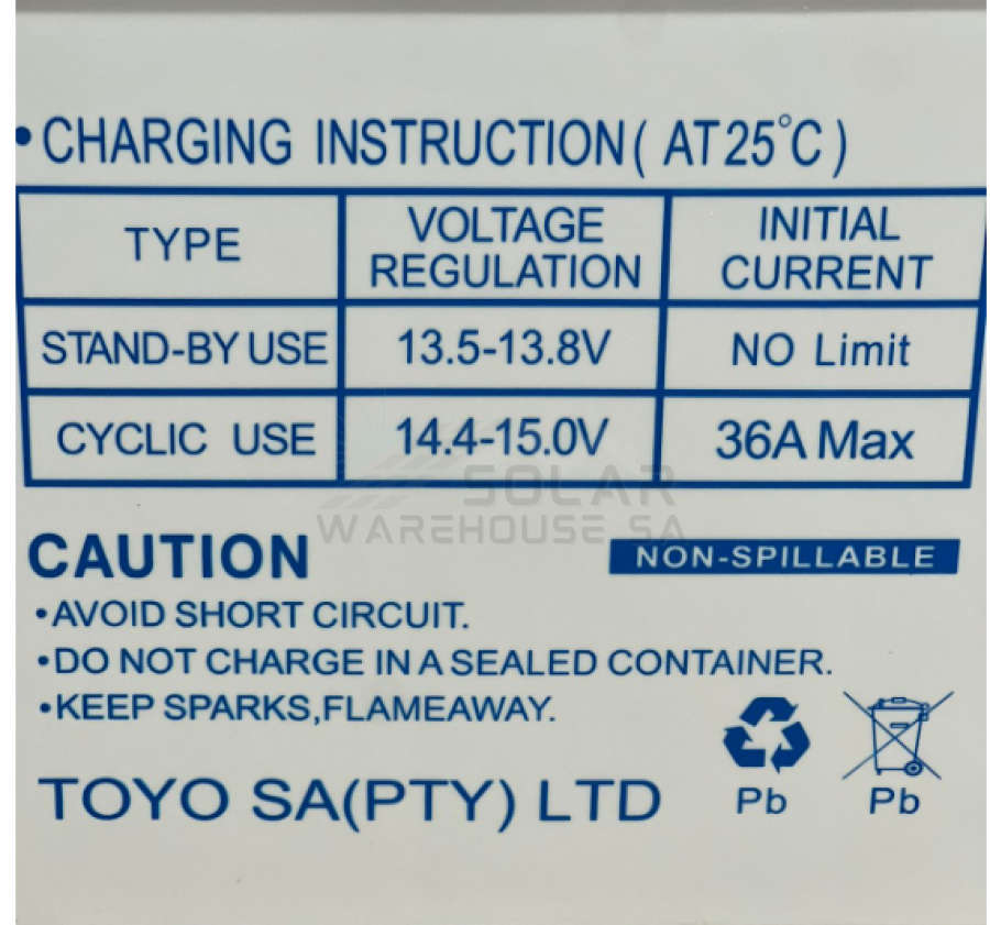 Gel Battery 120 Ah Gel Battery 12V - Toyo American Battery Standard Size