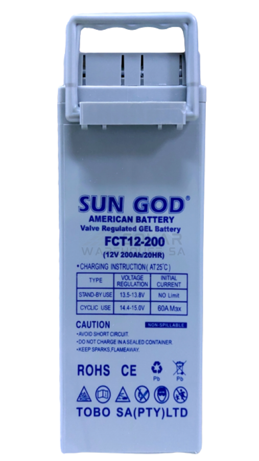 Gel Battery 200 Ah 12v Slim Line Sun God American Deep Cycle Gel Battery