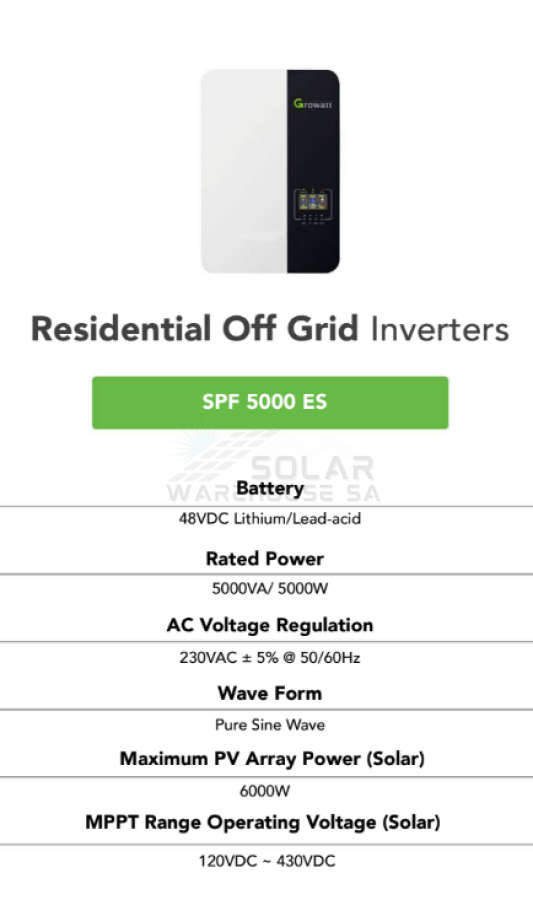 Growatt Hybrid Inverter 48V 5KW Inverter Pure Sine Wave (Including WIFI DONGLE) SPF 5000 ES