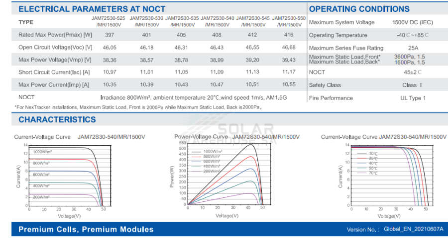 JA 550W MBB Half-Cell Module Monocrystalline Panel