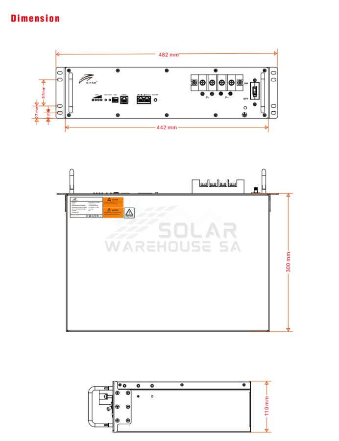 Ritar 25.6v 100ah Lithium LifePO4 2.56Kwh Wall/Rack Mount Battery