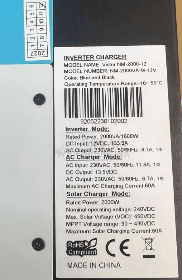 Sun Solar 2KVA MPPT Pure Sine Wave Load Shedding Combo Watt 1X 100AH Gel / AGM Battery