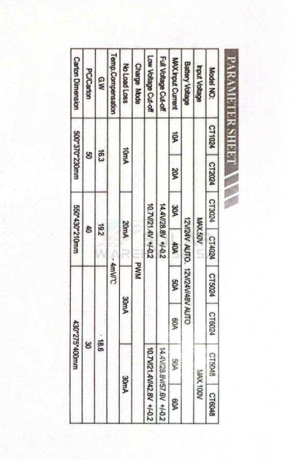 Sun Solar Charge Controller 30A PWM 12/24v SRS-CT4024-30A